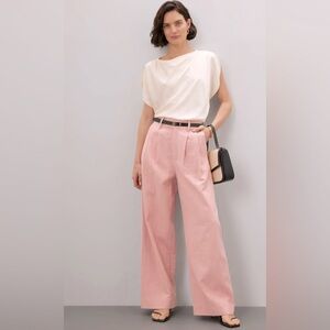 En Saison Dusty Pink Linen Wide-Leg Trousers RTR SZ S